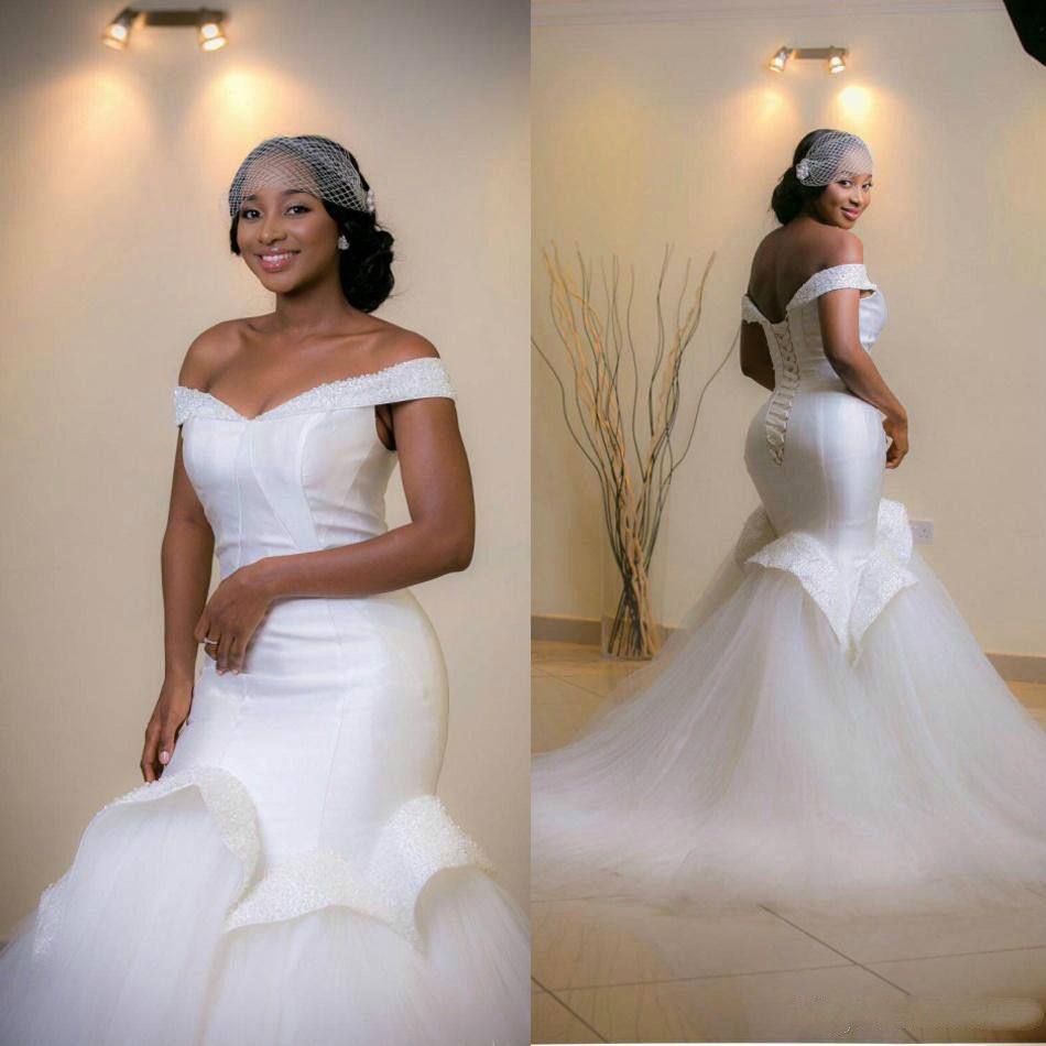Elegant Off Shoulder Mermaid Wedding Dresses 2016 Ruffle 